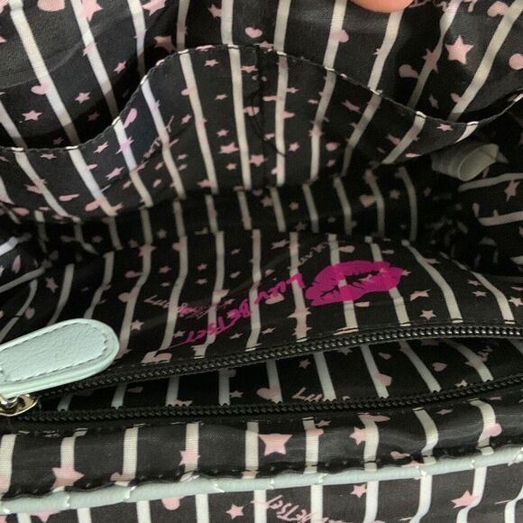 BETSEY JOHNSON Addy Quilted Blue White Hearts Crossbody Bag Purse - Picture 10 of 12